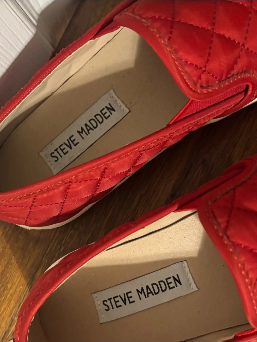 Steve Madden Quilted Red Slip-On Shoes